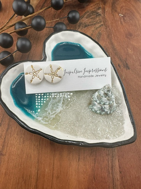 White and Gold Sand Dollar Studs